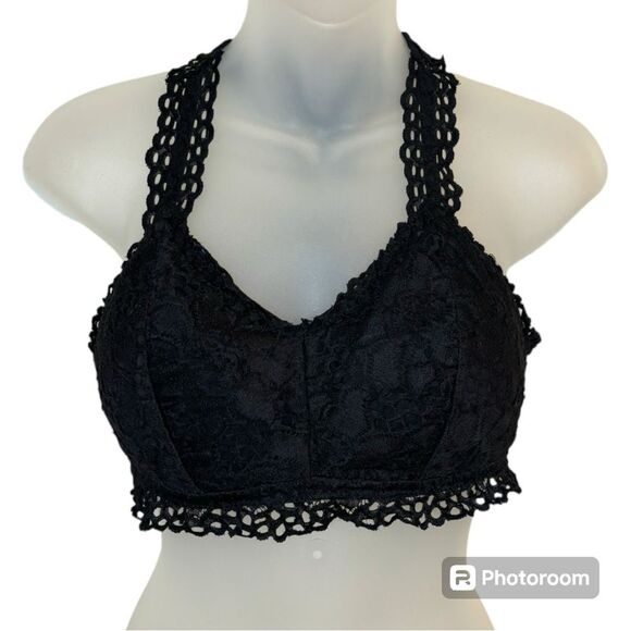 Maurices Black Lace Padded Racerback Bralette Size Large - Picture 1 of 6